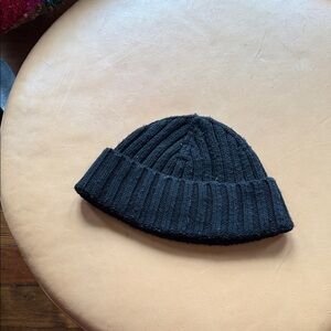 Black Ribbed Knit Watchman Cap Beanie
